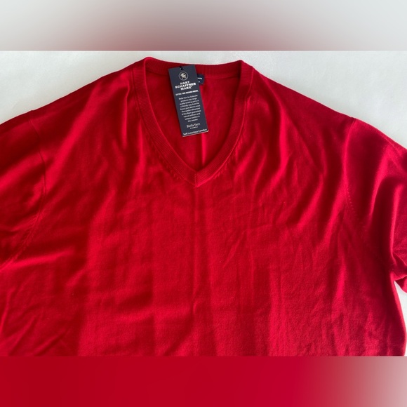 NEW- Big Mens 4XB Hart Schaffner Marx Long Sleeve Sweater V-Neck Wool Red $100 - Picture 5 of 8